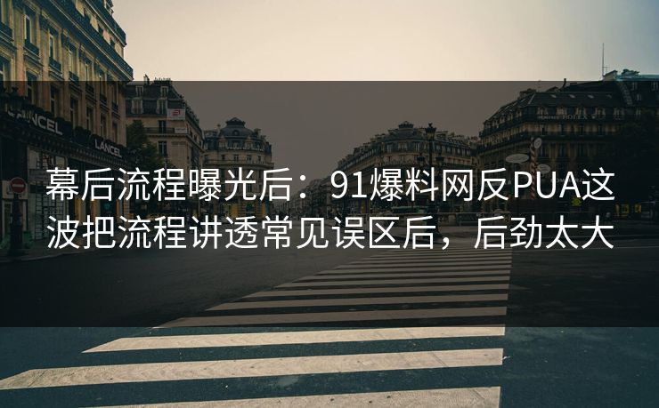 幕后流程曝光后：91爆料网反PUA这波把流程讲透常见误区后，后劲太大